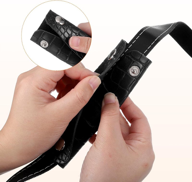 uxcell 2 Pcs Handbag Handle Wrap Covers, PU Leather Crocodile Pattern Purse Strap Wrap Cover Luggage Grip Protector (13x10cm, Black) - Image 3